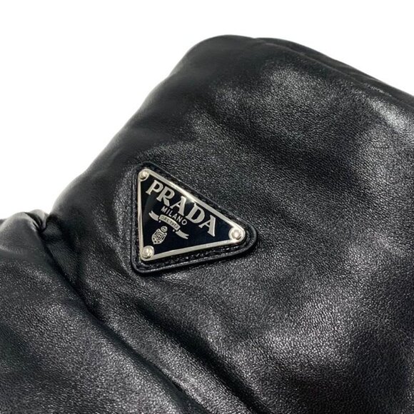 Prada Hat Soft Padded Nappa Leather Triangle Bucket Hat Black main image 6